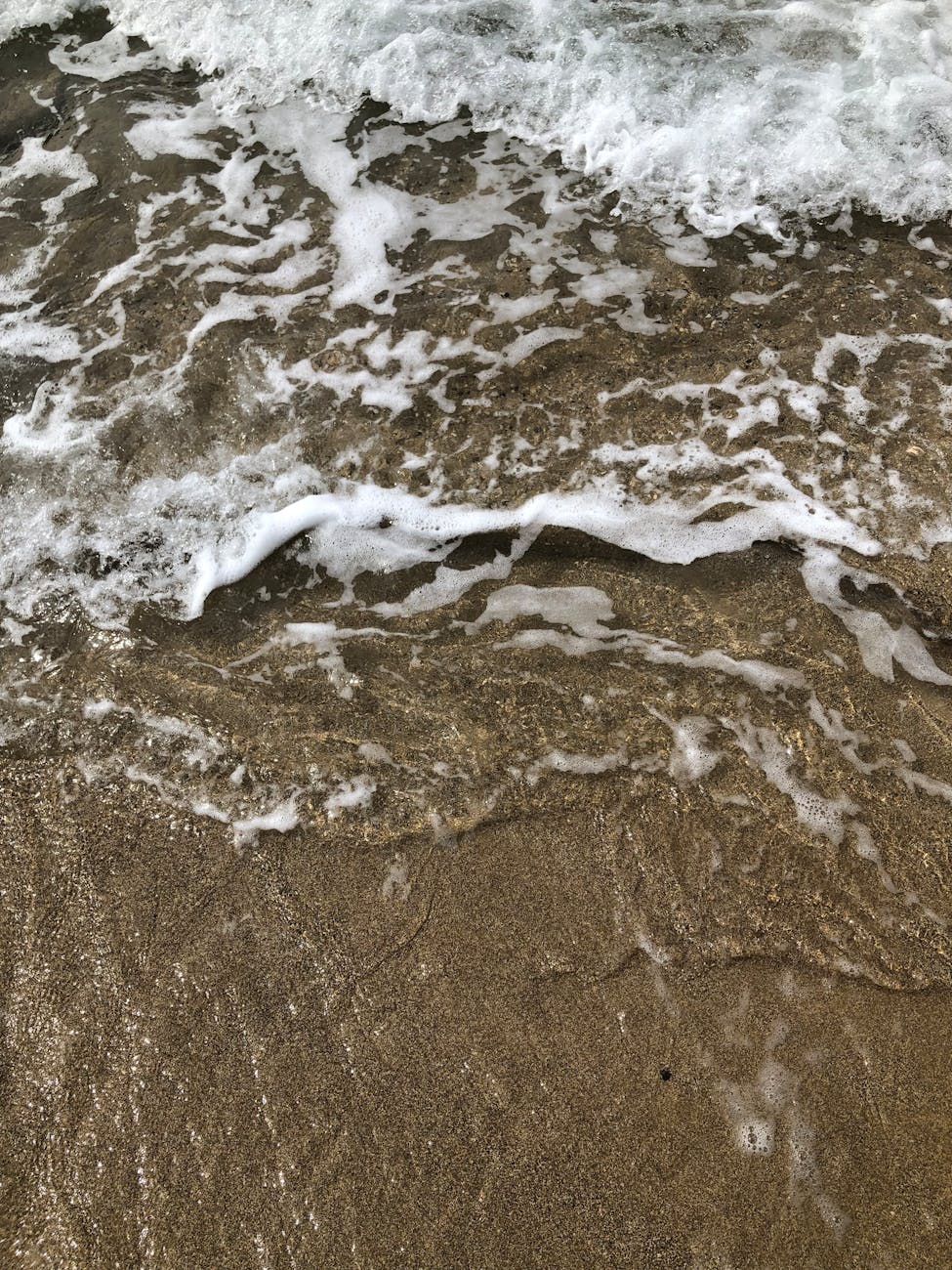 close up of foam on sea shore